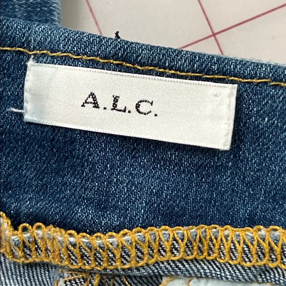 A.L.C. Casual Davis Denim Blue Self Tie Paper Bag High Waist Ankle/Crop Jeans 6